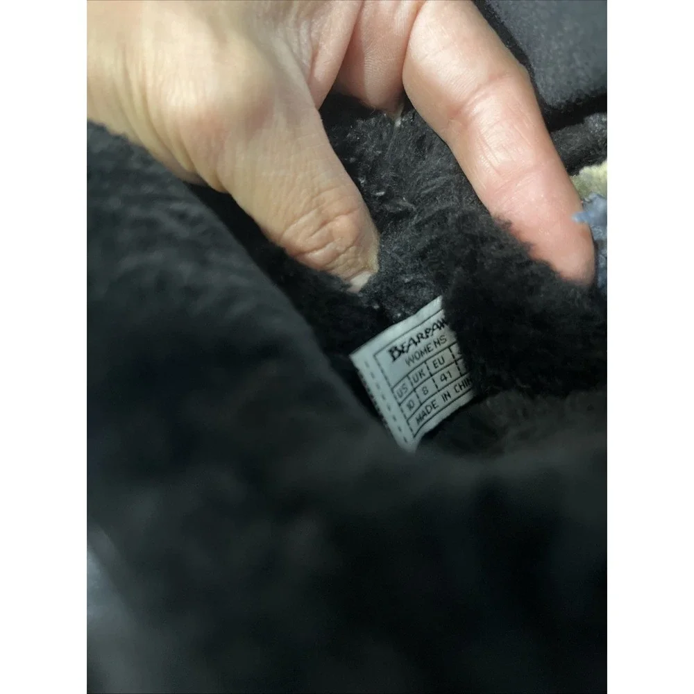 Bearpaw‎ Boots Womens 10 Black Abigail Suede Sheepskin Toggle Mid Calf 682W Fur